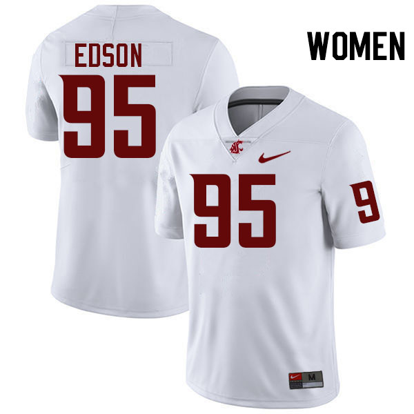 Women #95 Andrew Edson Washington State Cougars College Football Jerseys Stitched-White